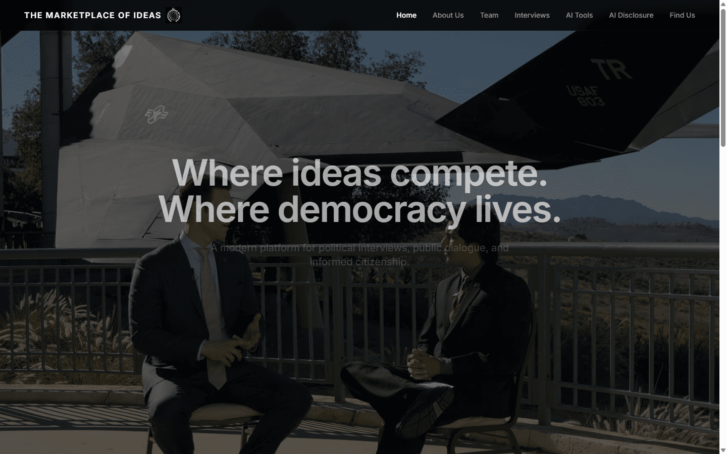 Public MK Ideas homepage for the Marketplace of Ideas interview archive